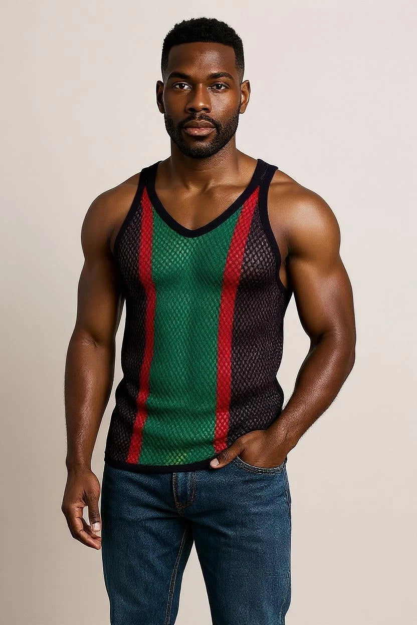 String Vest Africa Mesh Vest Mens Cotton Gym Training Tank Top Tshirt Fish Net