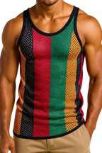 Rasta String Vest in Muscle Vests Reggae Fishnet Vests for Men