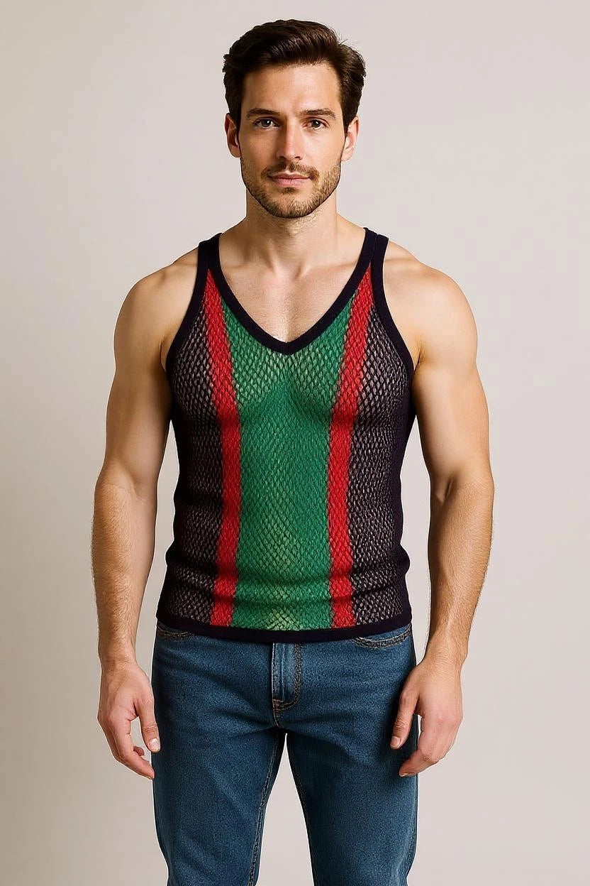 String Vest Africa Mesh Vest Mens Cotton Gym Training Tank Top Tshirt Fish Net