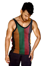 Rasta String Vest in Muscle Vests Reggae Fishnet Vests for Men
