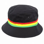Cool Rasta Stripe Cotton Bucket Hat - Jamaican Festival Sun Hat, Perfect Summer