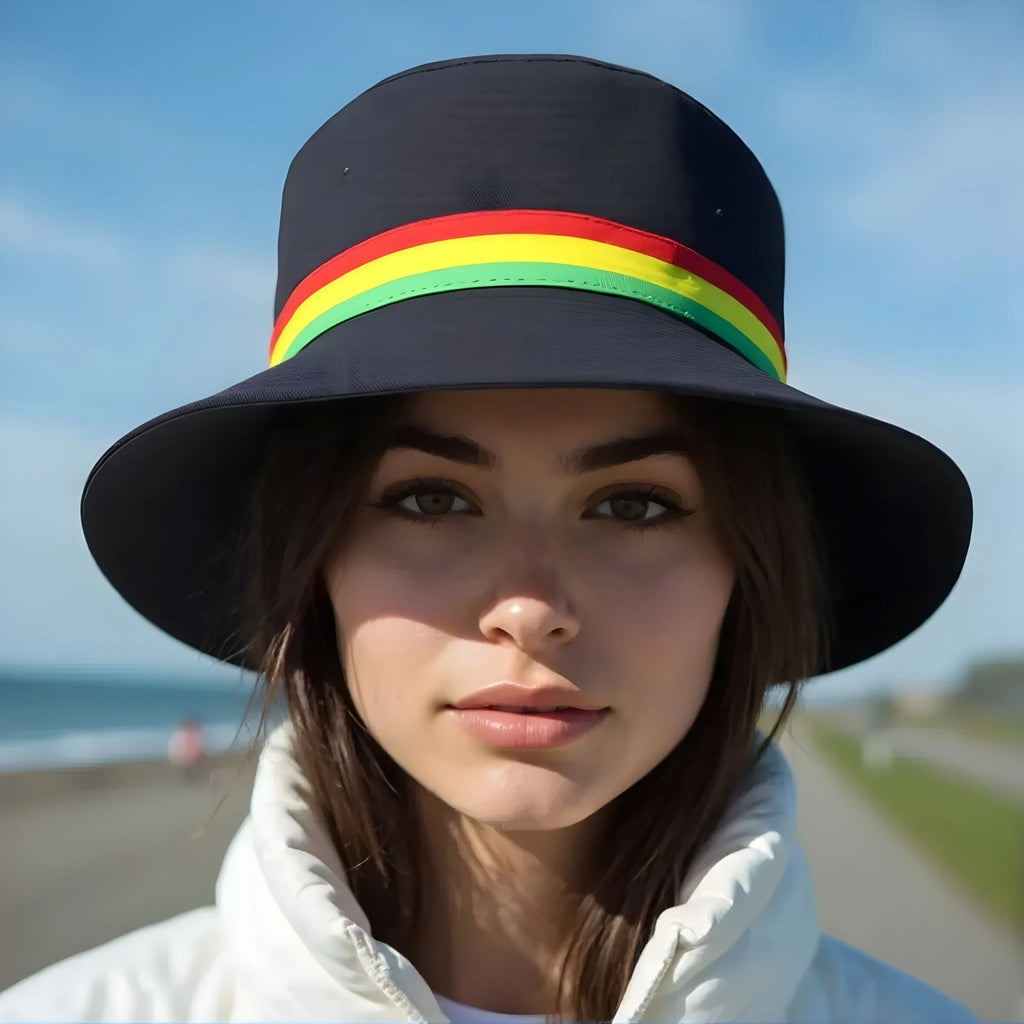 Cool Rasta Stripe Cotton Bucket Hat - Jamaican Festival Sun Hat, Perfect Summer