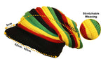 Rasta Striped Slouch Beanie Cap with Peak - Black Red Yellow Green