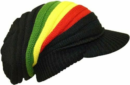 Bob Marley Rasta Slouch Beanie Hat Reggae Baggy with Peak New in Bag Black