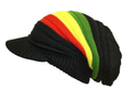 Bob Marley Rasta Slouch Beanie Hat Reggae Baggy with Peak New in Bag Black