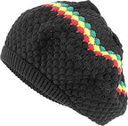 Rasta Hats for Dreadlocks. Long Slouch Beanie Hat with enough space to put most locs inside neatly.