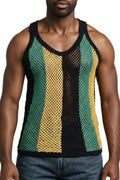 Stylish Jamaica Cotton Vests for Men UK: Muscle Vests Including Gym Tank Tops, Fishnet in Jamaican Colours