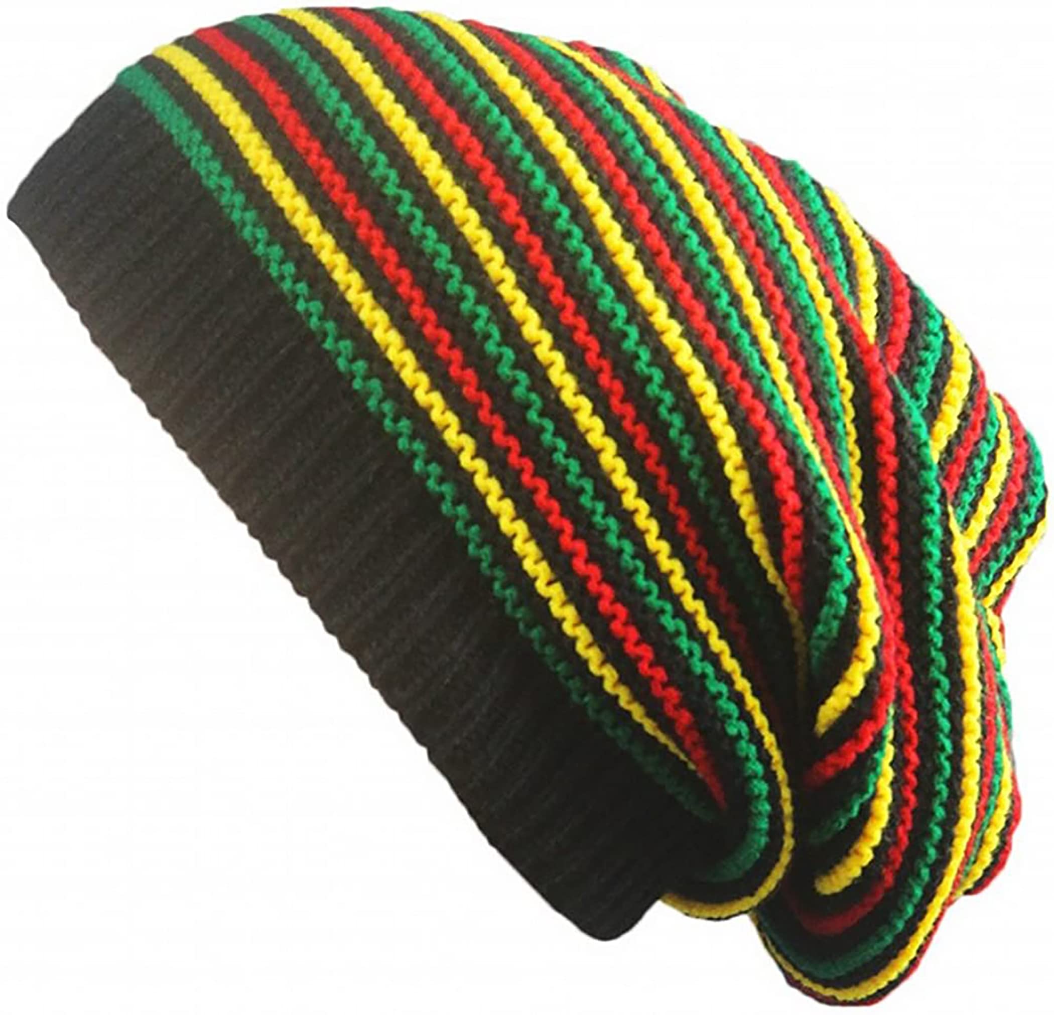 CRAZY LIZARD Rasta Hat for Dreadlocks: Jamaican Beanie Hat, Dreadlock Accessories, Slouchy Beanie for Men & Women, Caribbean Style, Perfect Rasta Gifts Black
