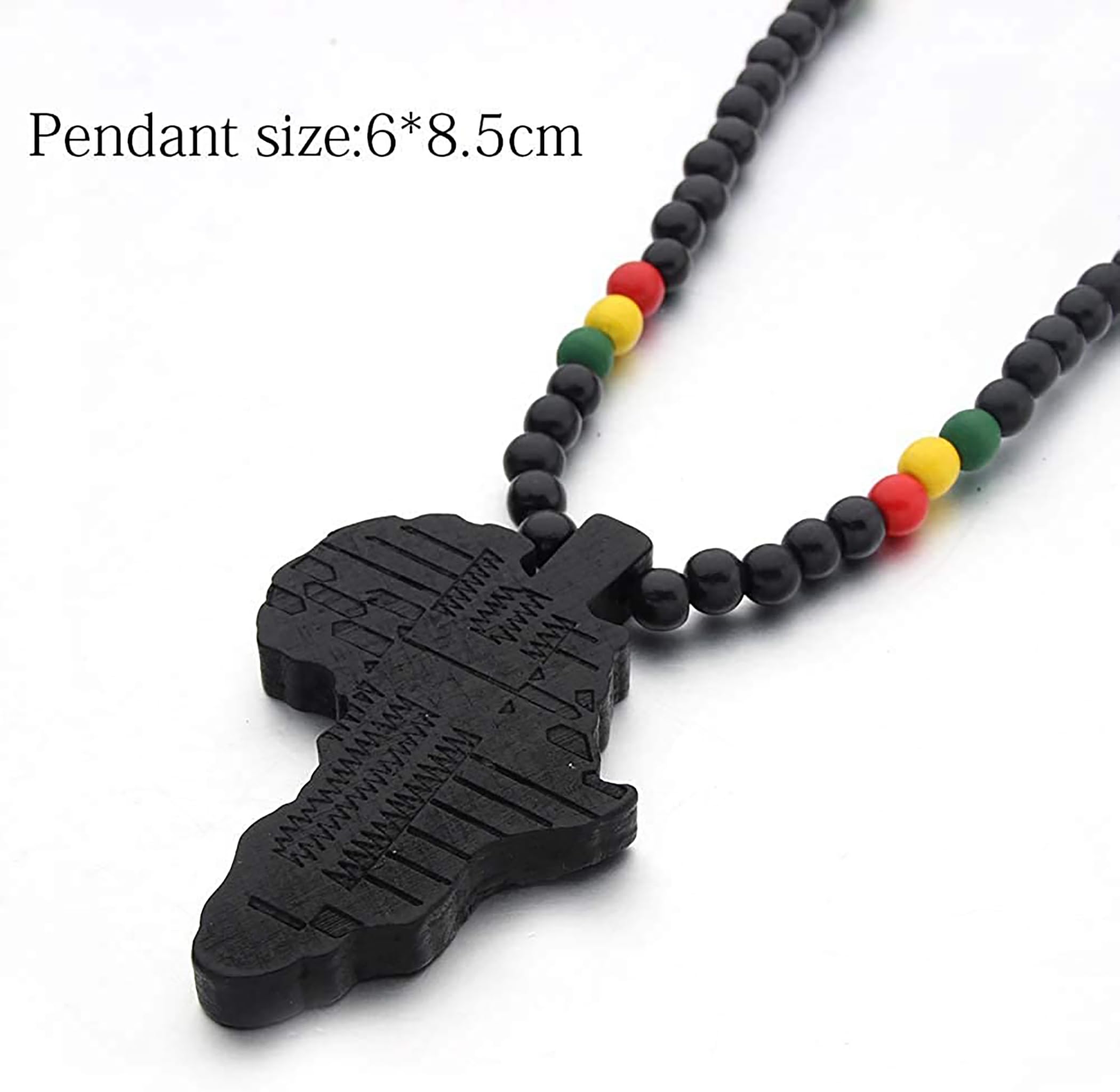 CRAZY LIZARD Rasta Africa Pendant on a 28 Inch beaded necklace with African Colors and Rasta Colors. Classic Cultural Africa Pendant for Hip Hop Reggae and Cultural events.
