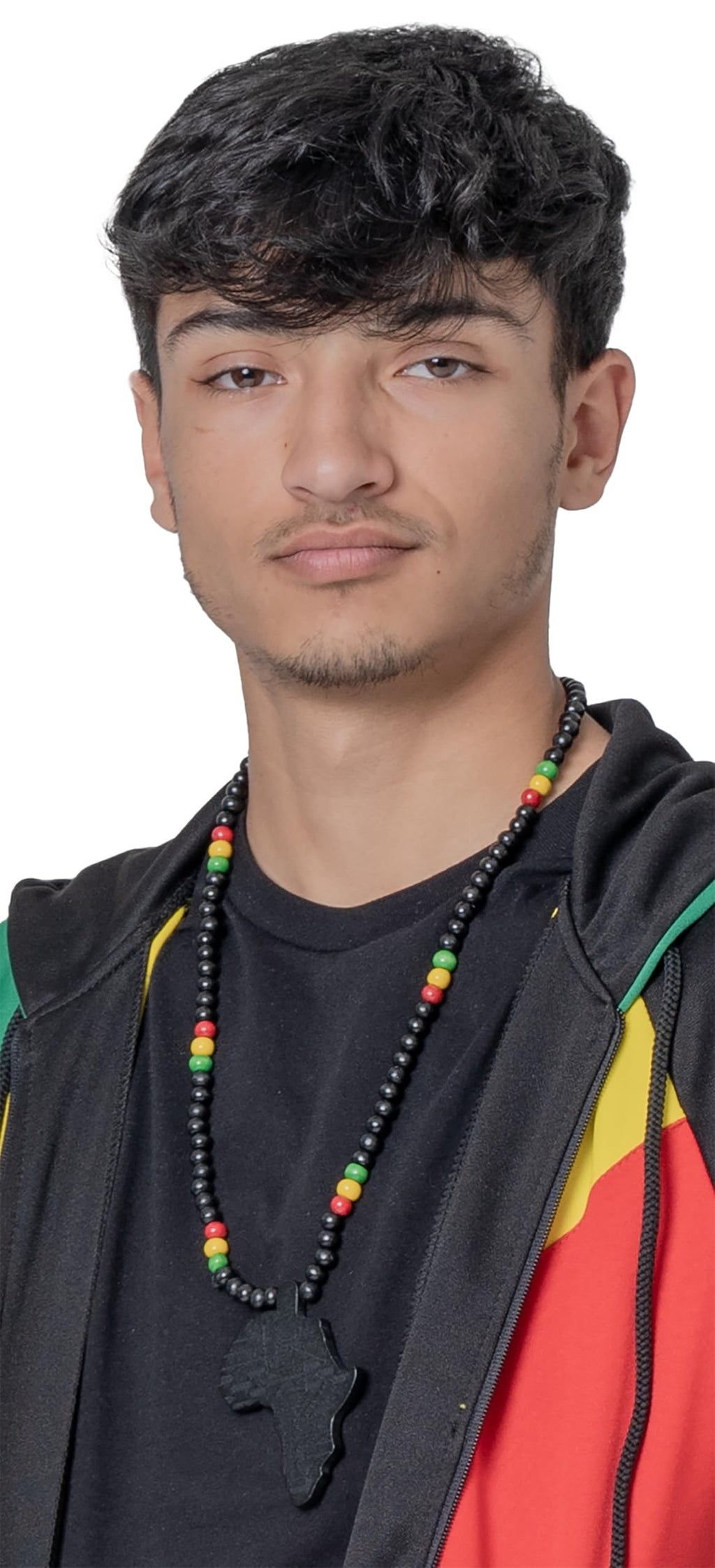 CRAZY LIZARD Rasta Africa Pendant on a 28 Inch beaded necklace with African Colors and Rasta Colors. Classic Cultural Africa Pendant for Hip Hop Reggae and Cultural events.