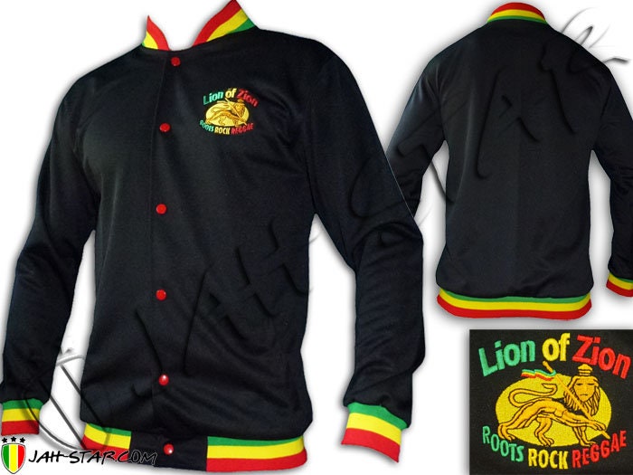 Reggae Themed Jacket with embroidered Roots Rock Reggae Music and Rasta Trims