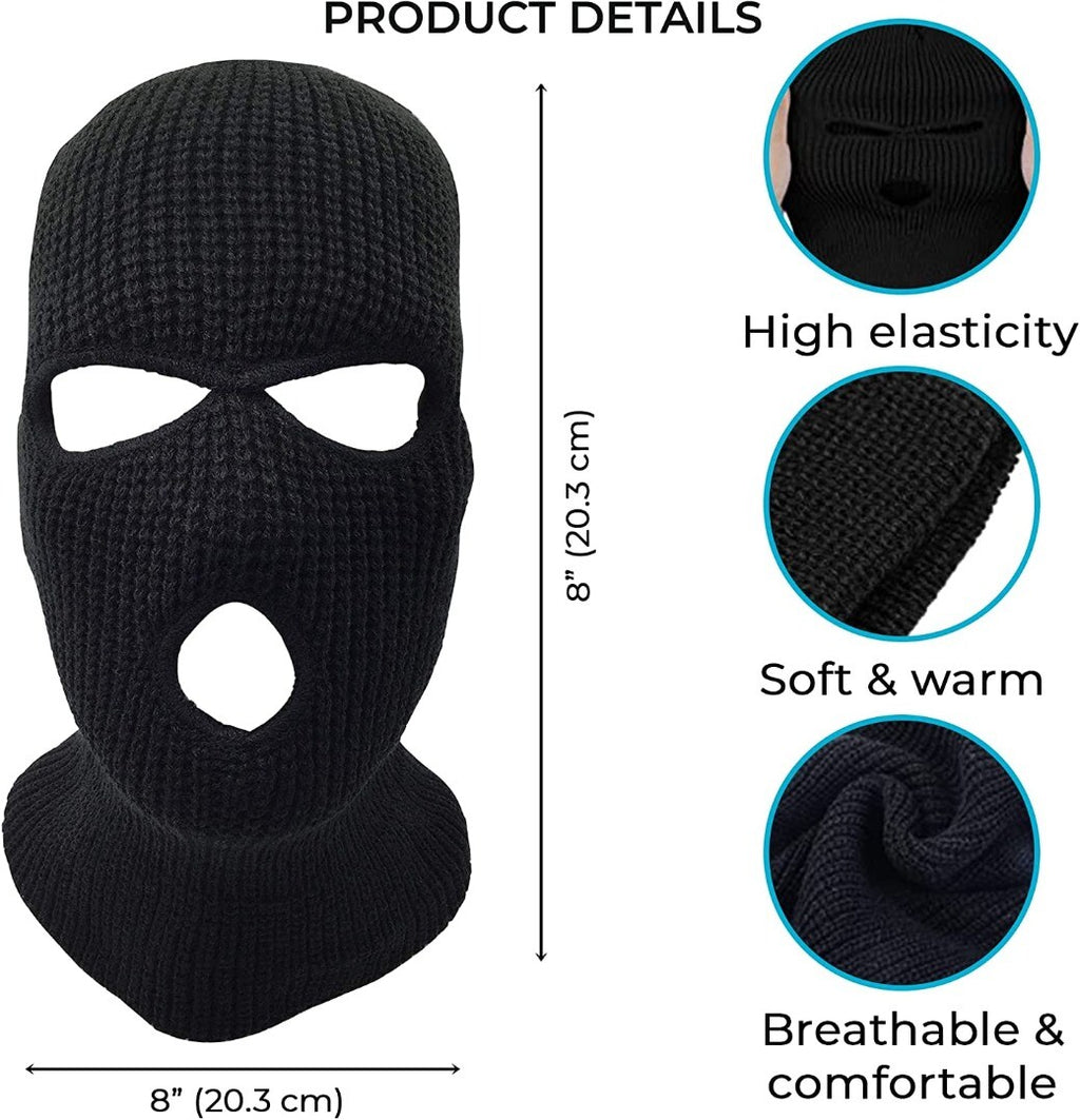 CRAZY LIZARD 3 Hole Balaclavas Knitted Full Face Cover Ski Mask, Winter Masks