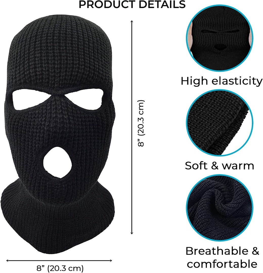 CRAZY LIZARD 3 Hole Balaclavas Knitted Full Face Cover Ski Mask, Winter Masks