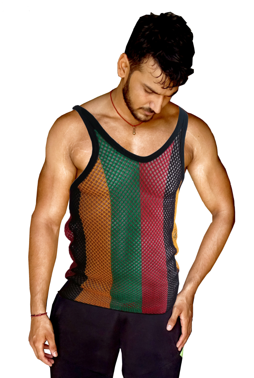 Rasta String Vest in Muscle Vests Reggae Fishnet Vests for Men