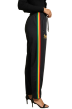 CRAZY Lizard Rasta Reggae Zip Hoodie in Rasta Stripes and Ethiopian Lion Embroidery. Black Hoodie with Stripes Reggae