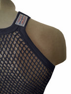 Black String Vest. Classic Cotton Mesh String Vests. Muscle Vest in Black, Fishnet Gym Workout tops.