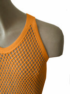 Yellow String Vest. Classic Cotton Mesh String Vests. Muscle Vest in Yellow, Fishnet Gym Workout tops.