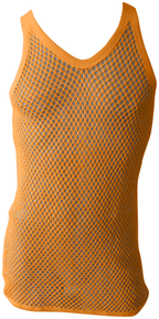 Yellow String Vest. Classic Cotton Mesh String Vests. Muscle Vest in Yellow, Fishnet Gym Workout tops.