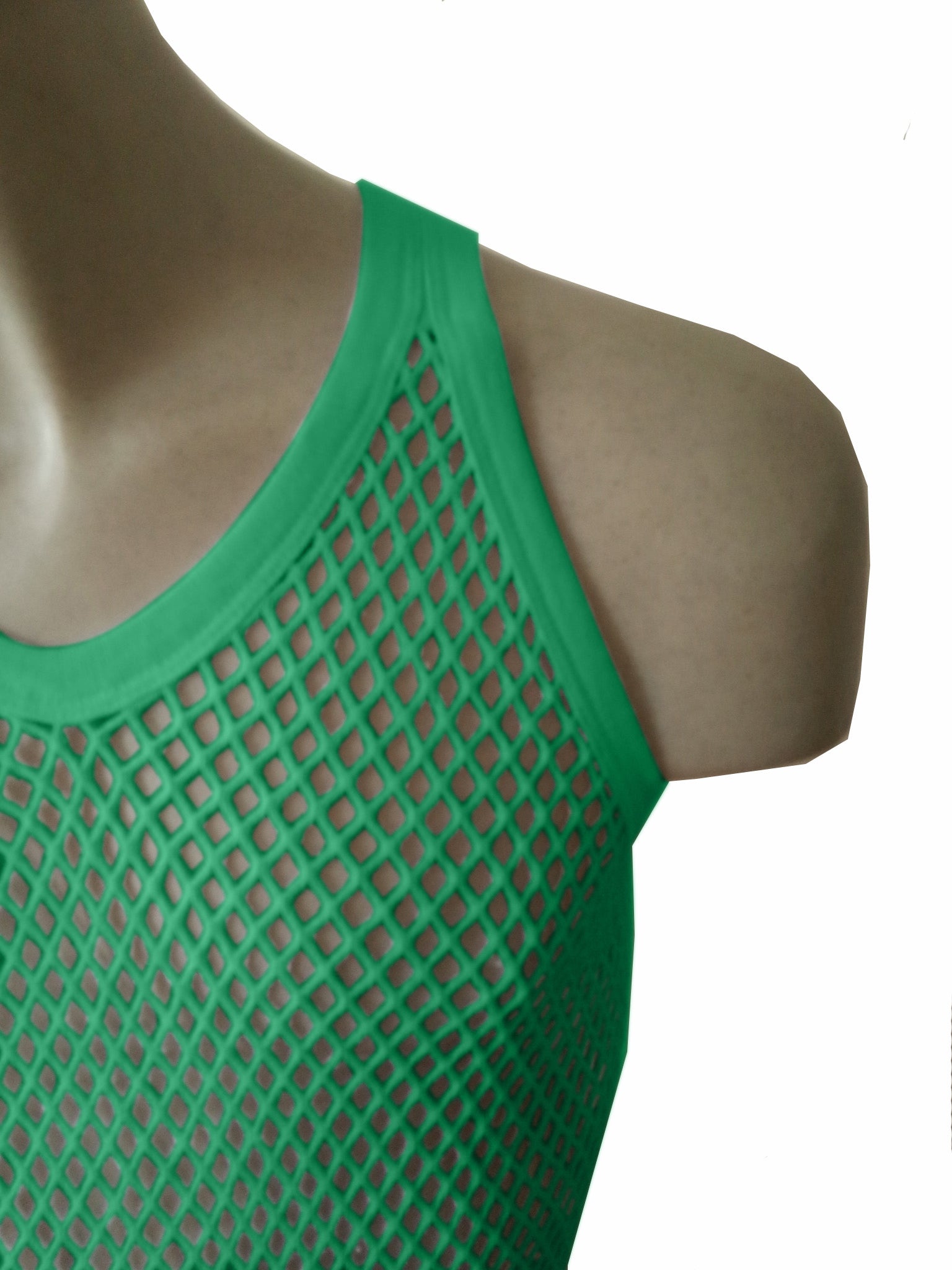Green String Vest. Classic Cotton Mesh String Vests. Muscle Vest in Green, Fishnet Gym Workout tops.