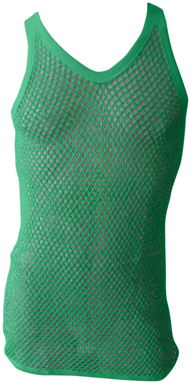 Green String Vest. Classic Cotton Mesh String Vests. Muscle Vest in Green, Fishnet Gym Workout tops.