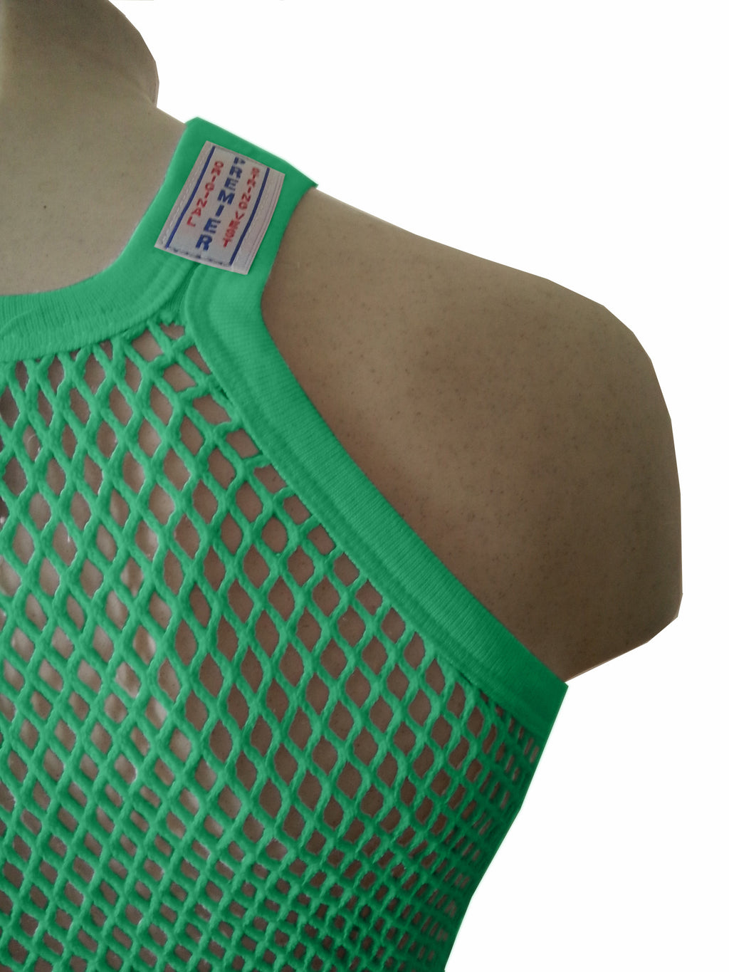 Green String Vest. Classic Cotton Mesh String Vests. Muscle Vest in Green, Fishnet Gym Workout tops.