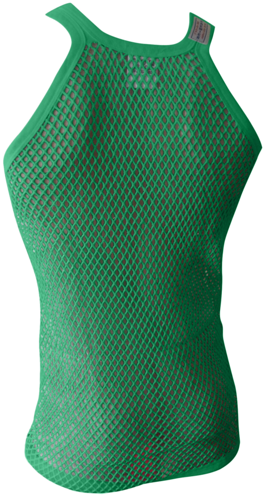 Green String Vest. Classic Cotton Mesh String Vests. Muscle Vest in Green, Fishnet Gym Workout tops.