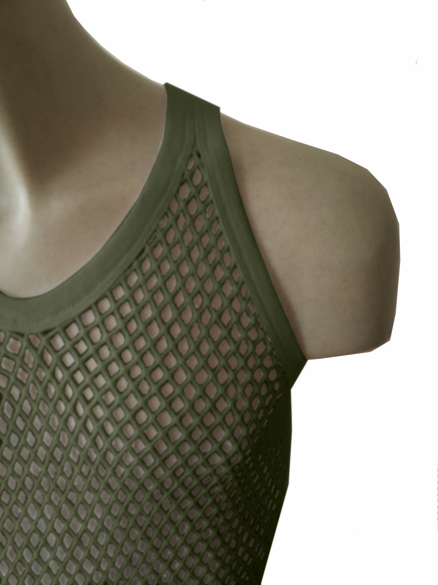 Khaki (Olive) String Vest. Classic Cotton Mesh String Vests. Muscle Vest in Khaki (Olive), Fishnet Gym Workout tops.
