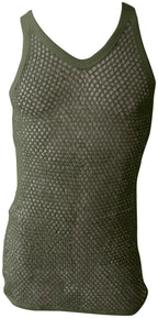 Khaki (Olive) String Vest. Classic Cotton Mesh String Vests. Muscle Vest in Khaki (Olive), Fishnet Gym Workout tops.