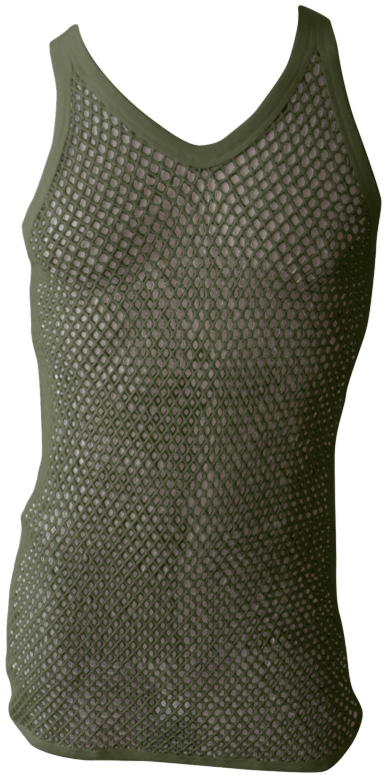 Khaki (Olive) String Vest. Classic Cotton Mesh String Vests. Muscle Vest in Khaki (Olive), Fishnet Gym Workout tops.