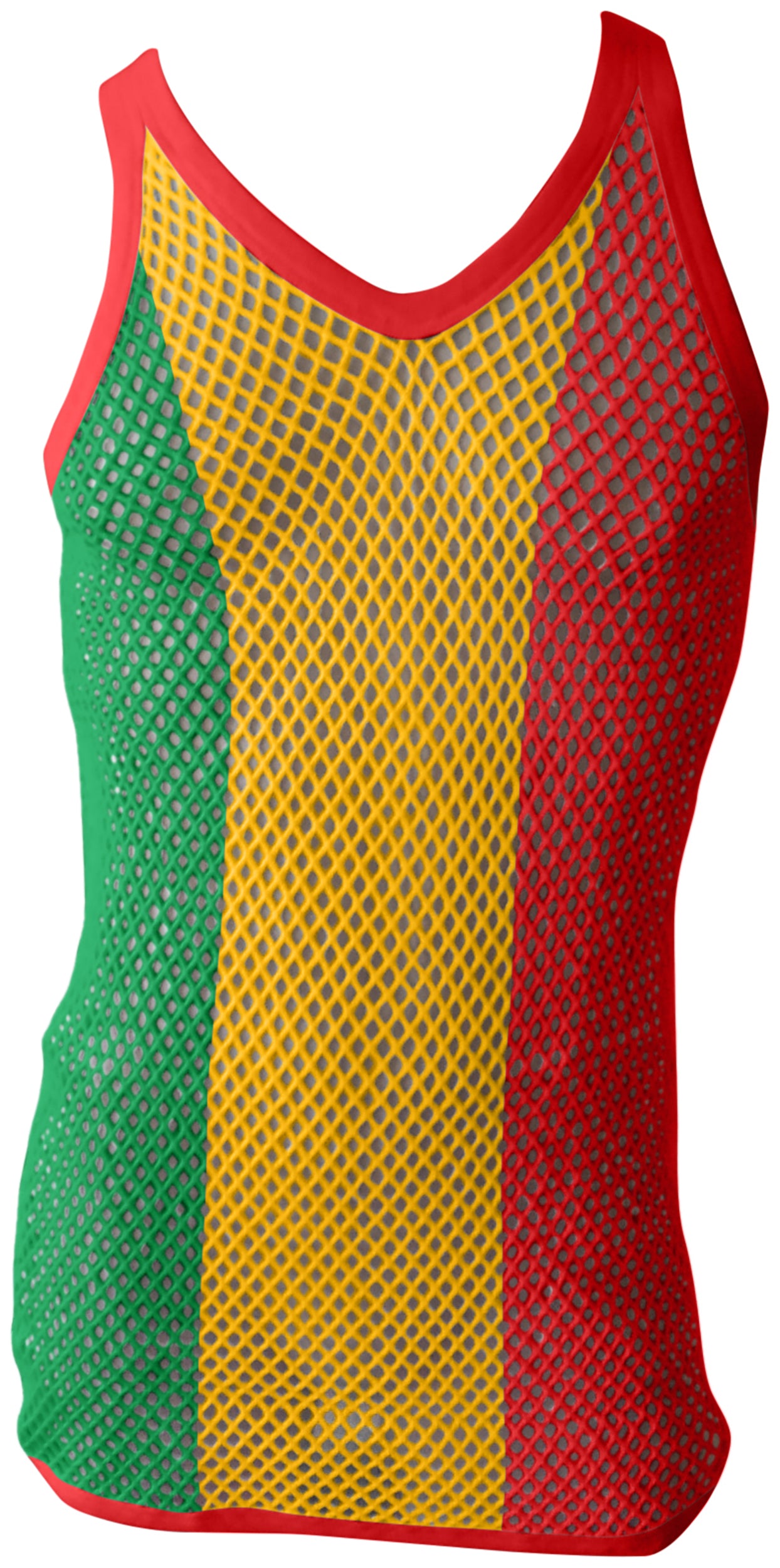 Rasta-2 String Vest: Jamaican Mesh Marina, Reggae Clothing, Sleeveless Tank Top, Rastafarian Style, Perfect Jamaica Shirt for Men, Caribbean-Inspired Rasta Man Costume