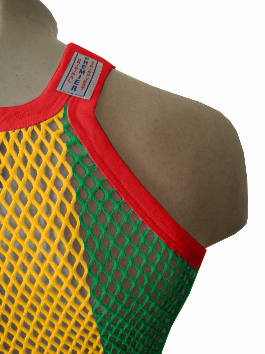 Rasta-2 String Vest: Jamaican Mesh Marina, Reggae Clothing, Sleeveless Tank Top, Rastafarian Style, Perfect Jamaica Shirt for Men, Caribbean-Inspired Rasta Man Costume
