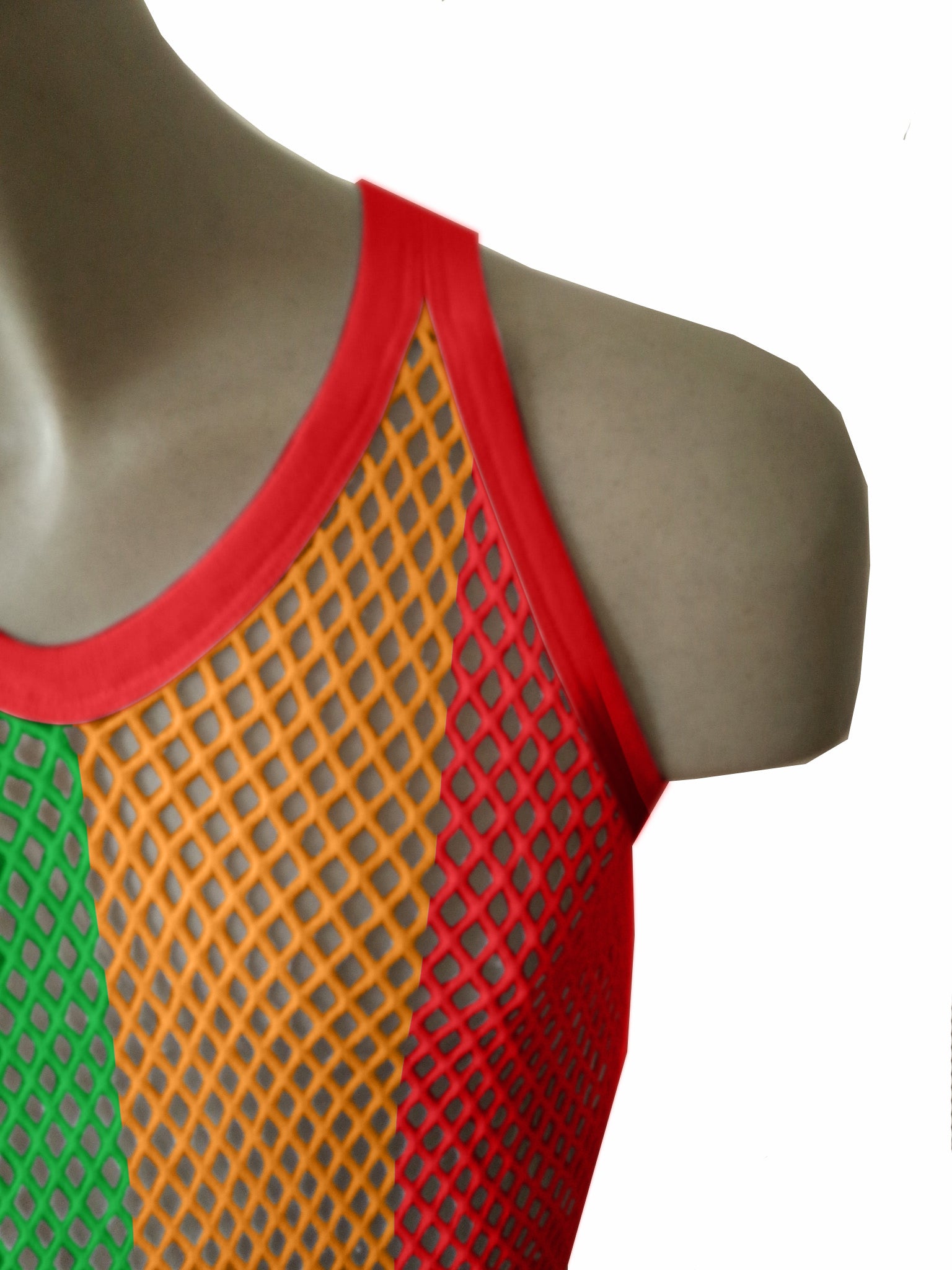 Rasta-1 String Vest: Jamaican Mesh Marina, Reggae Clothing, Sleeveless Tank Top, Rastafarian Style, Perfect Jamaica Shirt for Men, Caribbean-Inspired Rasta Man Costume