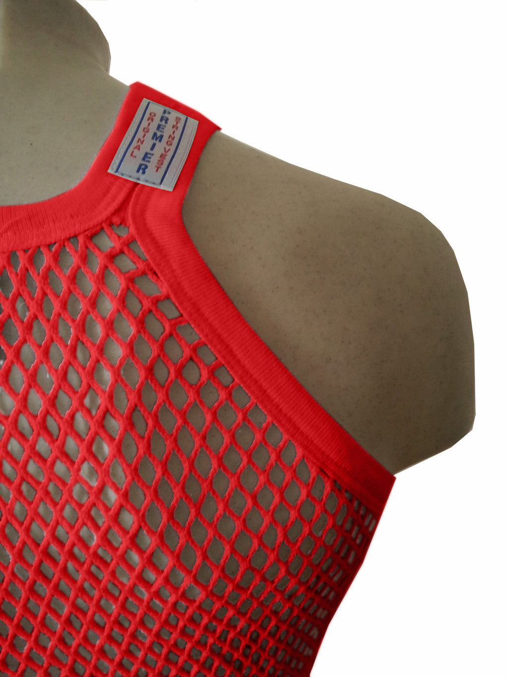 Red String Vest. Classic Cotton Mesh String Vests. Muscle Vest in Red, Fishnet Gym Workout tops.