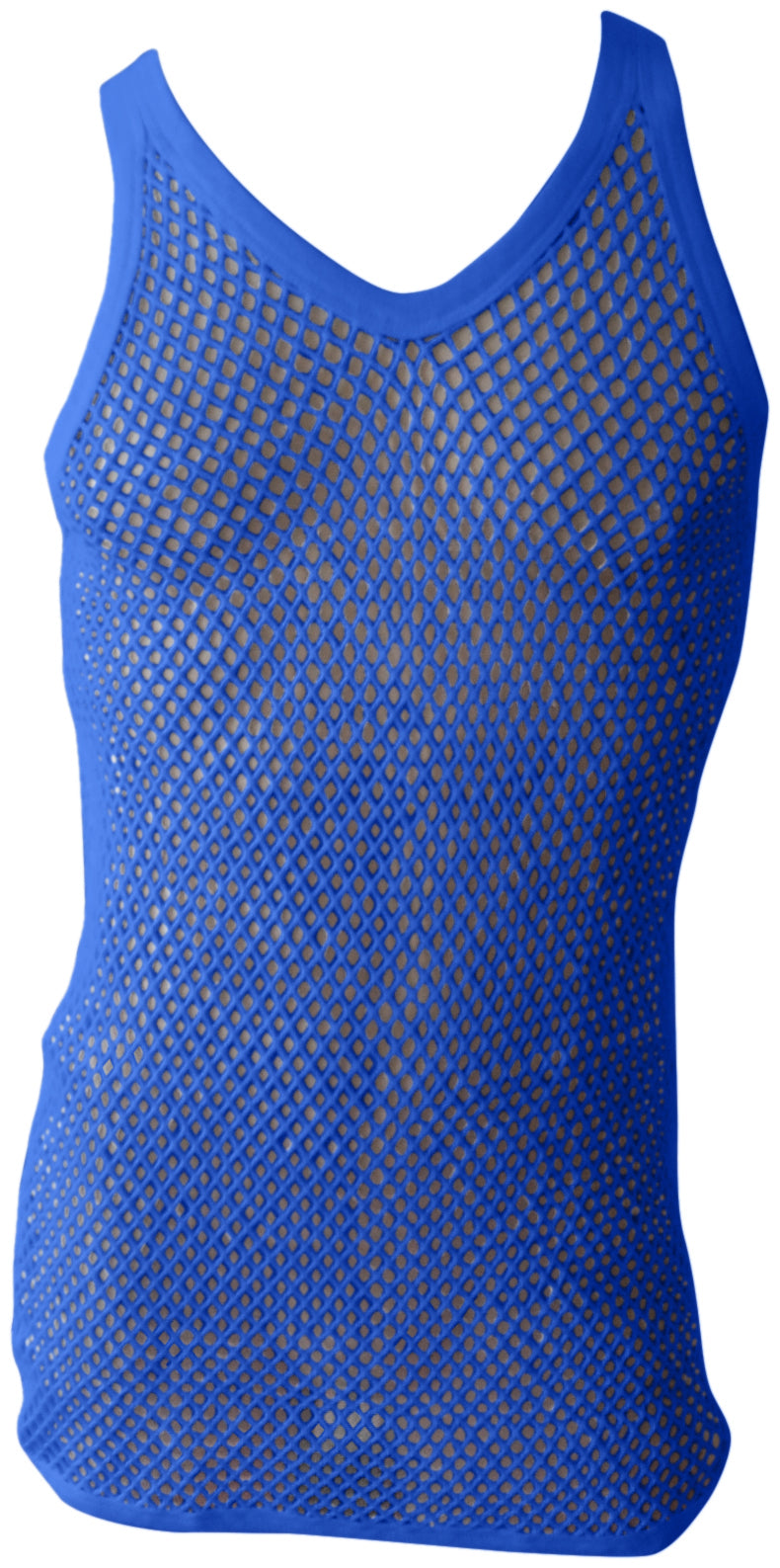 Blue String Vest. Classic Cotton Mesh String Vests. Muscle Vest in Blue, Fishnet Gym Workout tops.