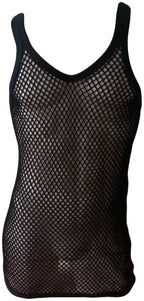 Black String Vest. Classic Cotton Mesh String Vests. Muscle Vest in Black, Fishnet Gym Workout tops.