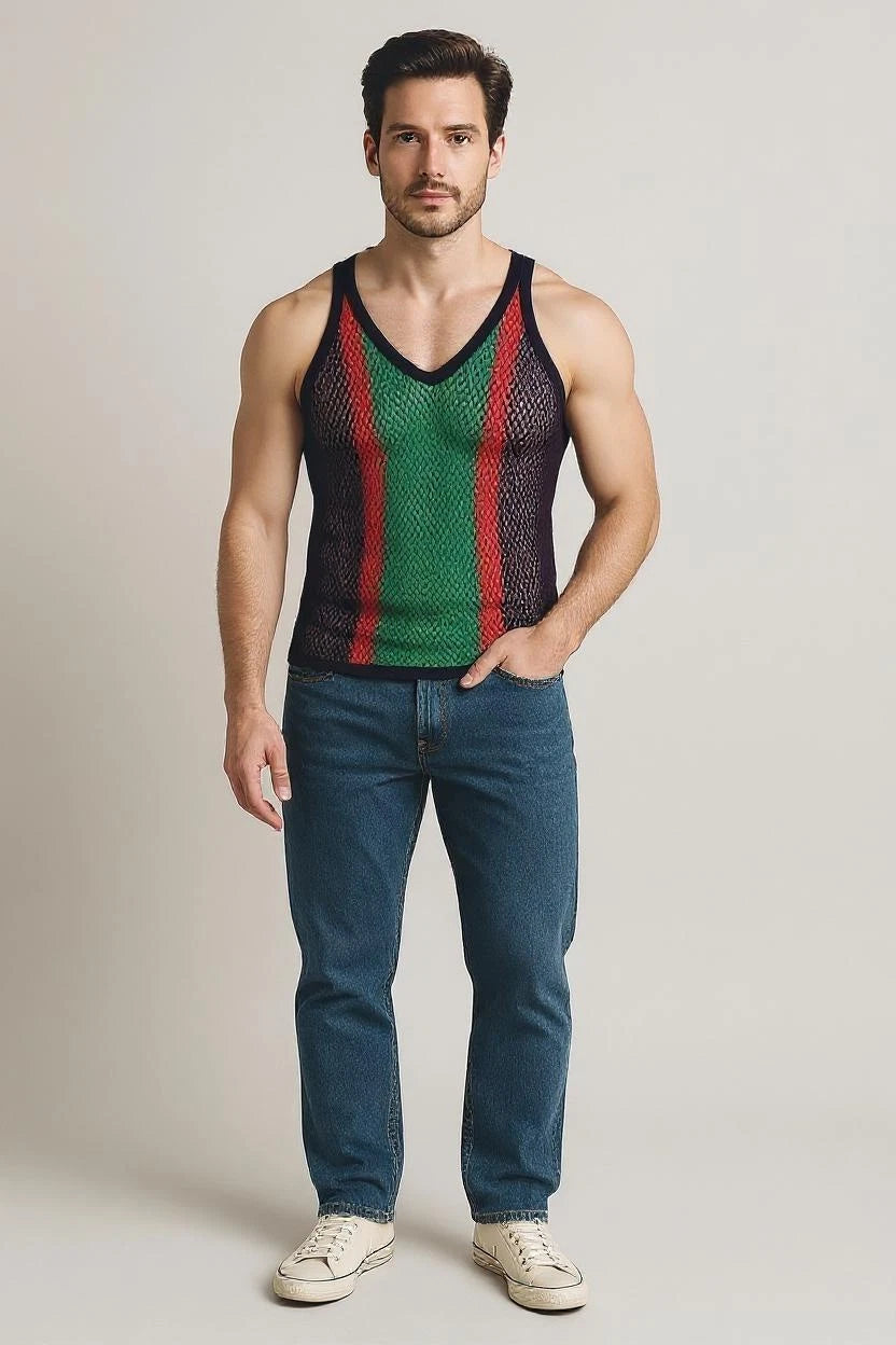 String Vest Africa Mesh Vest Mens Cotton Gym Training Tank Top Tshirt Fish Net