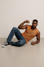 Yellow String Vest. Classic Cotton Mesh String Vests. Muscle Vest in Yellow, Fishnet Gym Workout tops.