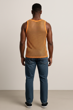 Yellow String Vest. Classic Cotton Mesh String Vests. Muscle Vest in Yellow, Fishnet Gym Workout tops.