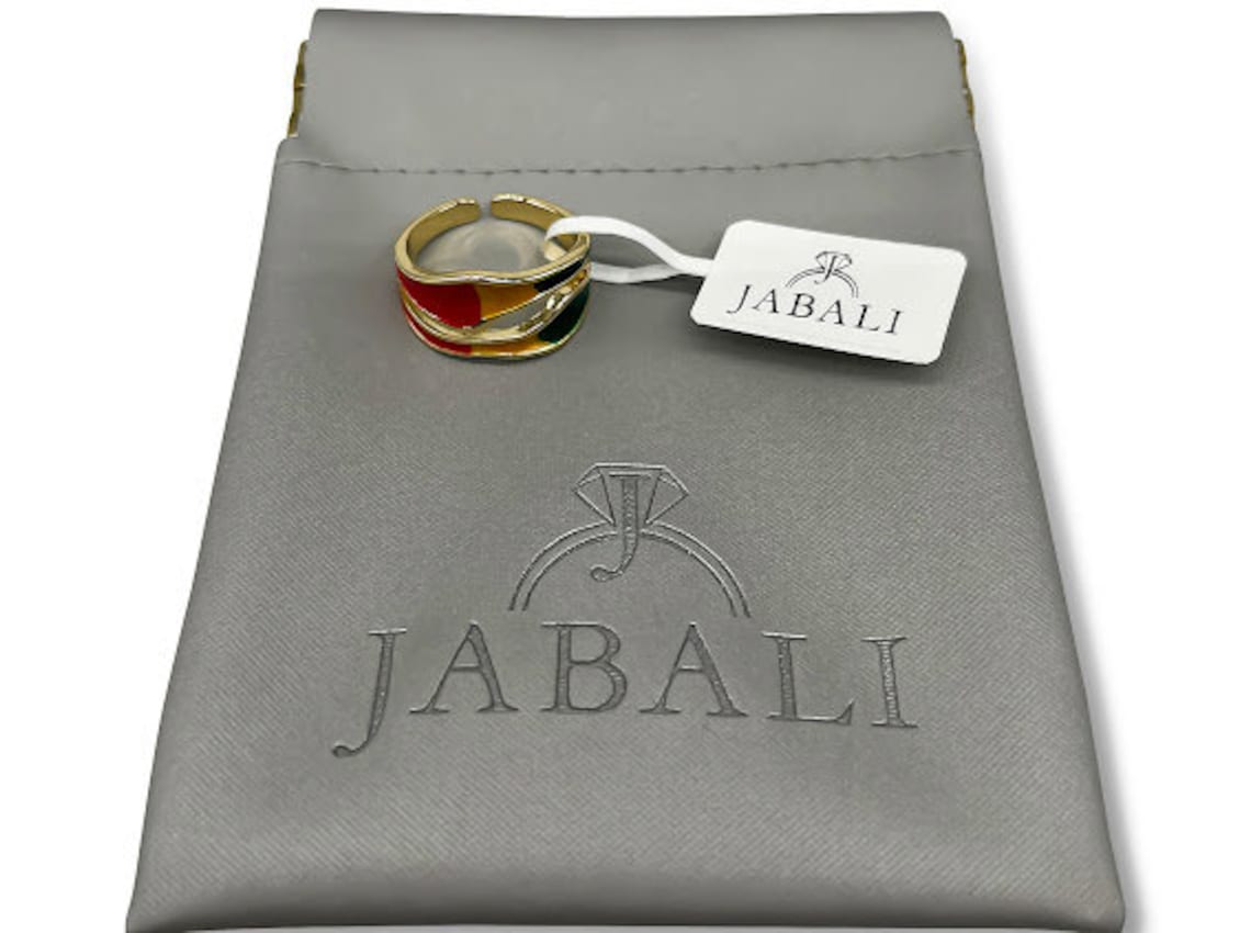 Rasta Jewelry-Rasta Ring 18k Gold Plated ring with Oil Drip Design. Adjustable Stacking Rings