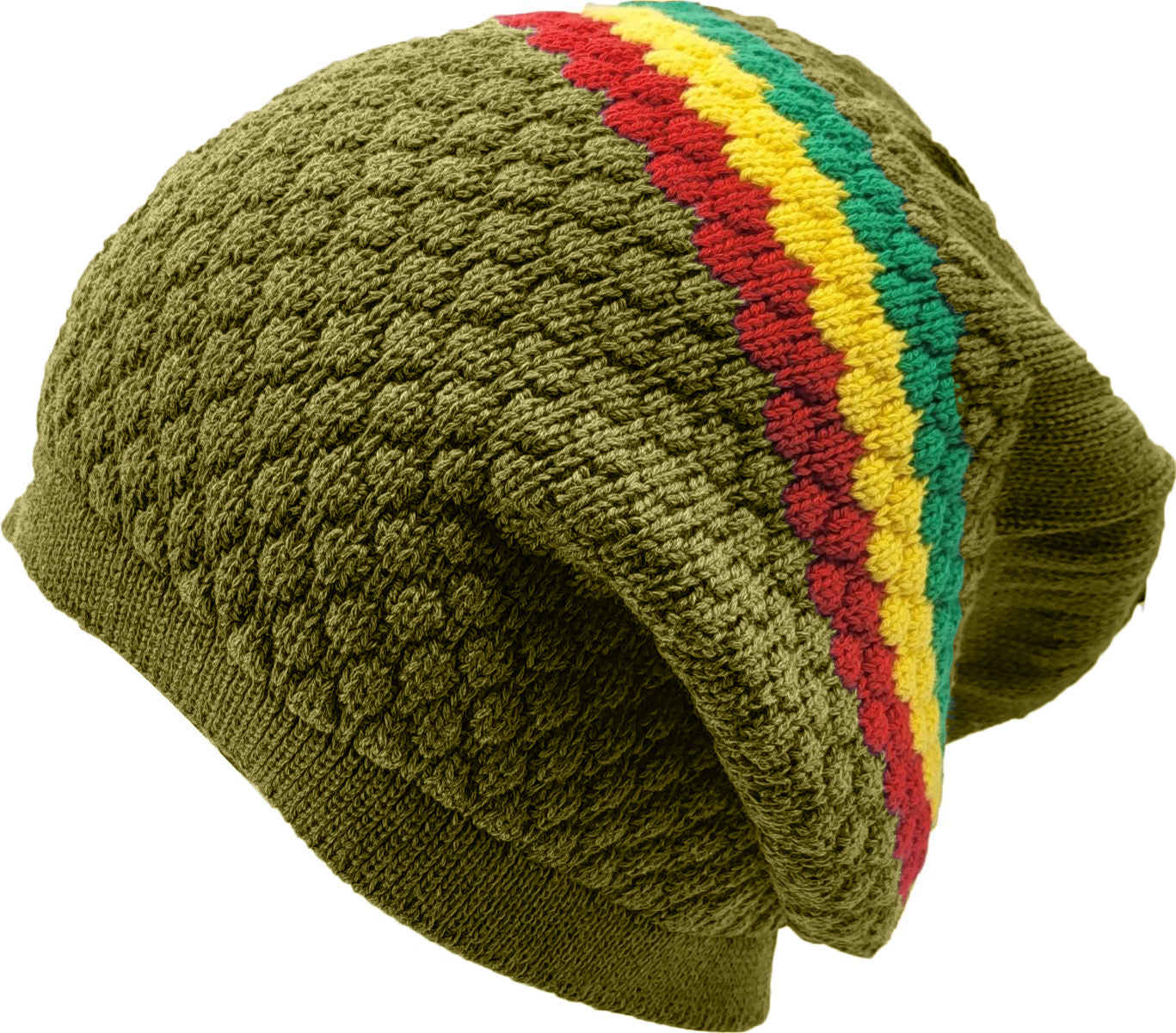 Rasta Hats for Dreadlocks. Long Slouch Beanie Hat with enough space to put most locs inside neatly.
